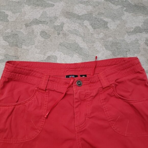 KuhI Shorts Womens 10 Red Drawstring Pockets Outdoors Travel Hiking - Picture 3 of 11